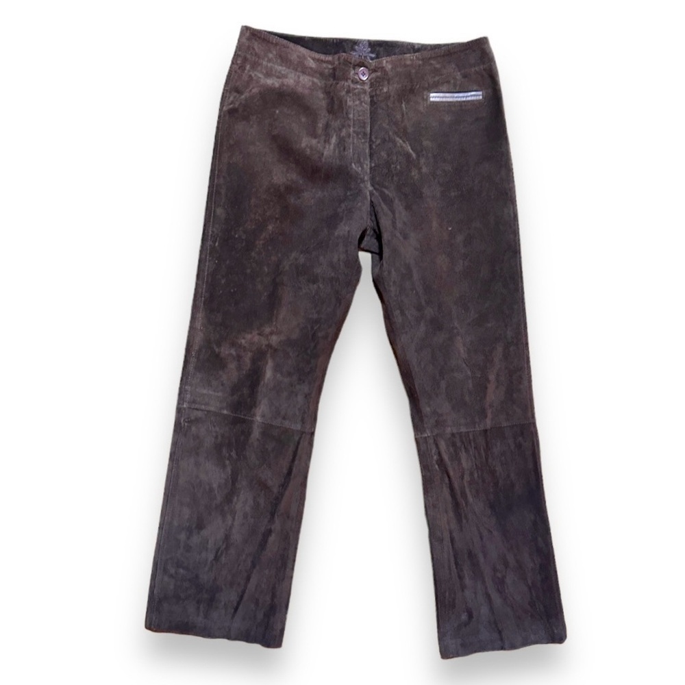 Provence d'amour Dark Brown Suede Boot Cut Pants Women’s Size 12 Leather Western